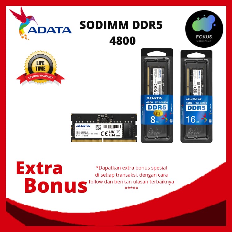 Ram Laptop Sodimm ADATA DDR5 PC5-38400 4800Mhz 8GB / 16GB