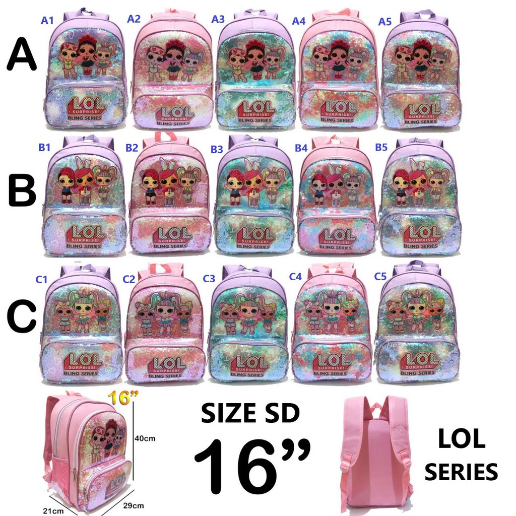 Tas Ransel Sekolah Sequin Anak Cewek TK SD LOL / Tas Sekolah Sequin Anak Perempuan TK SD LOL Series