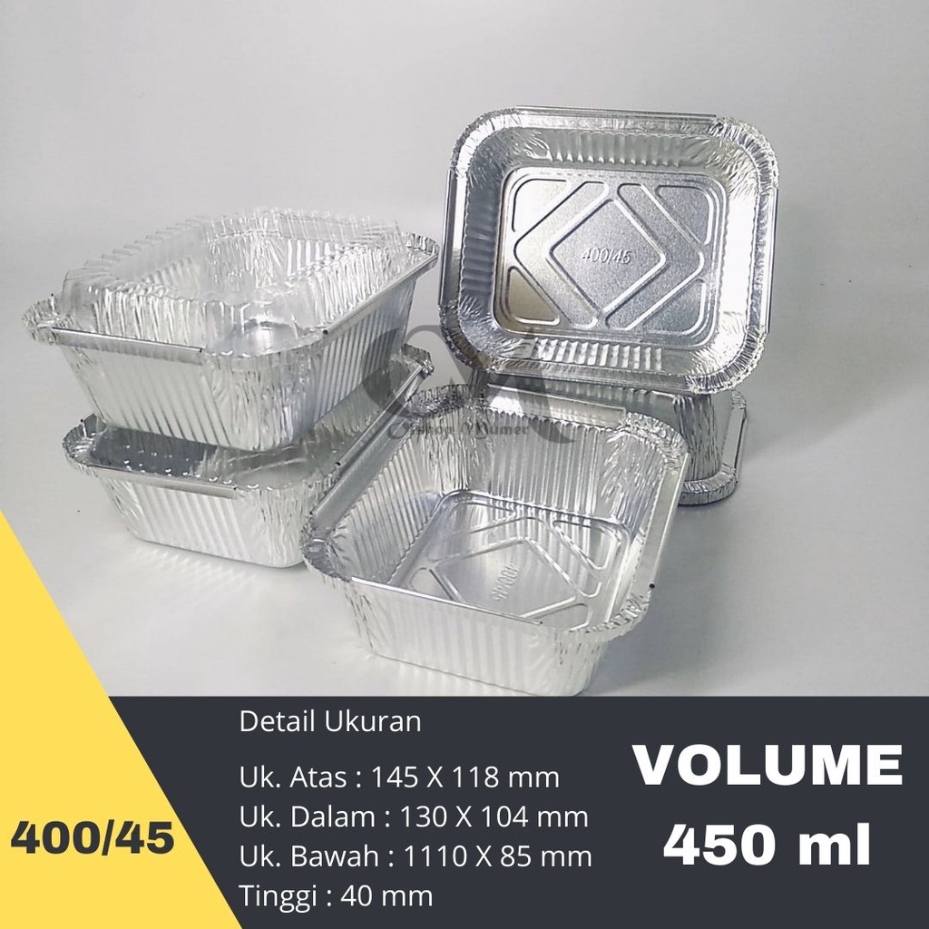 Alumunium Foil Cup Kotak P435 / 435 + Tutup ( Kode 400/45 ) Cup Aluminium Foil Tray Kotak OIV 450