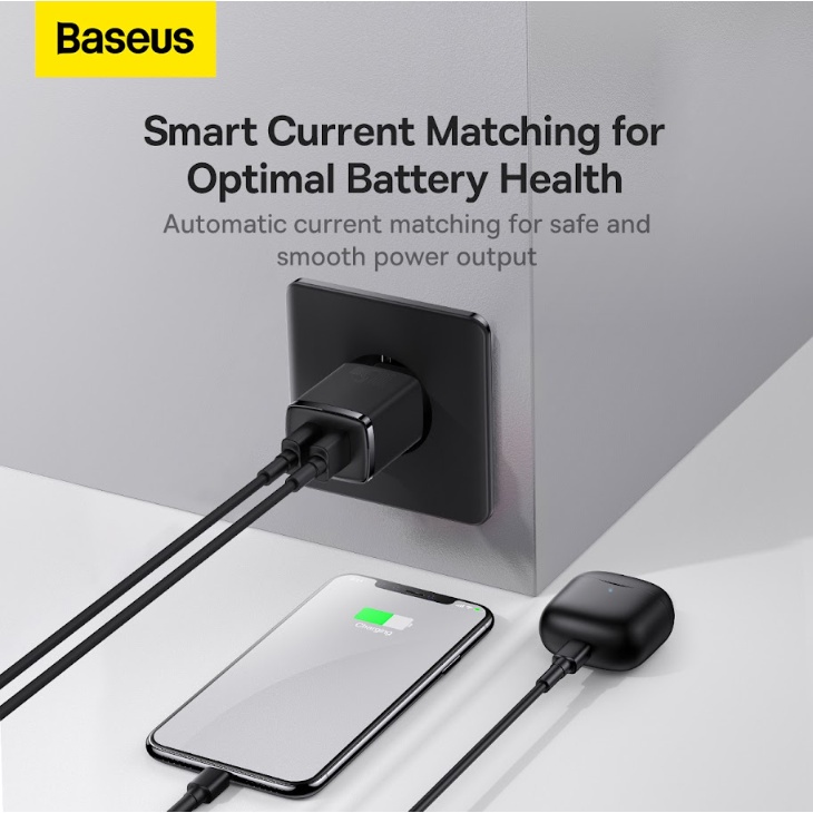 Kepala Charger Baseus Mini Dual USB Charger EU Plug