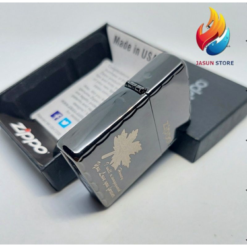 Korek Api Zippo Premium Original Black Ice Grafir Side Honey COD
