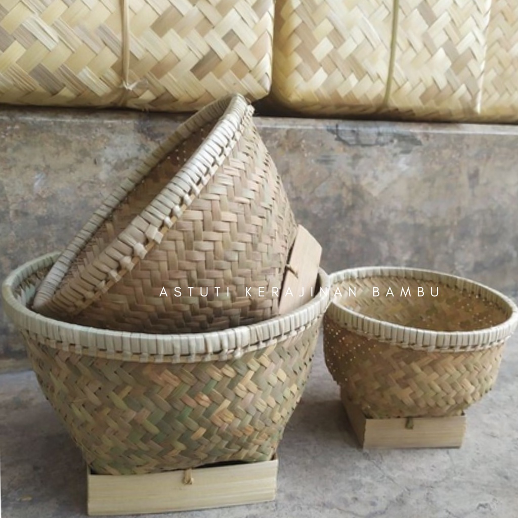 Cething Nasi Kulit Bambu 22 cm/Wadah Nasi Bambu/Tempat Nasi Bambu/Wadah Nasi Tradisional/Ceting Kuli