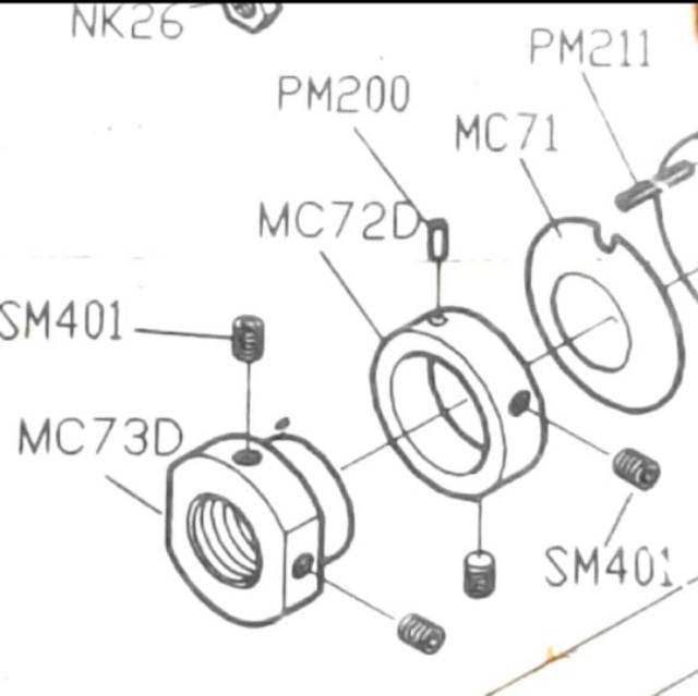 SM401 Baut Asli Kunci L No.2 Kamkut Siruba F007