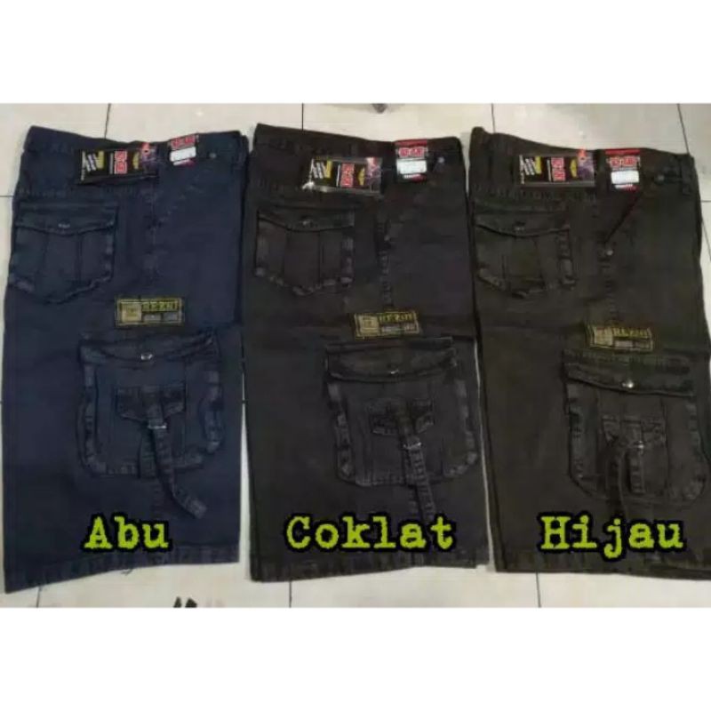 CELANA CARGO PENDEK PRIA DIBAWAH LUTUT BAHAN SEMI JEANS SIZE 27 - 44