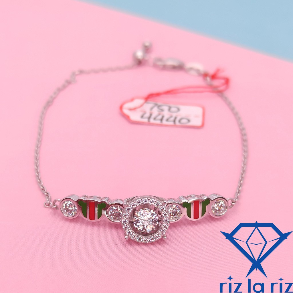 RLRGold Gelang Emas Putih Serut Dancing Stone Bear Cat Motif Guci Kaku Asli Emas 750 GK750444056 11B