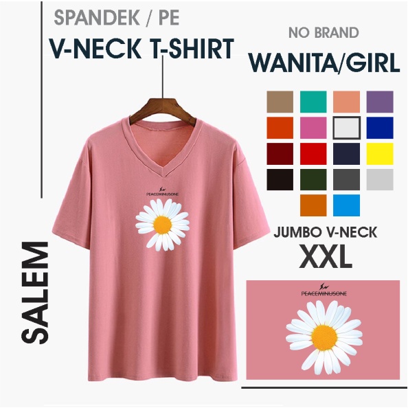 Kaos vneck wanita Sun Flower Vneck JUMBO fit to XXL Atasan wanita kaos big size kaos JUMBO LD 118 CM