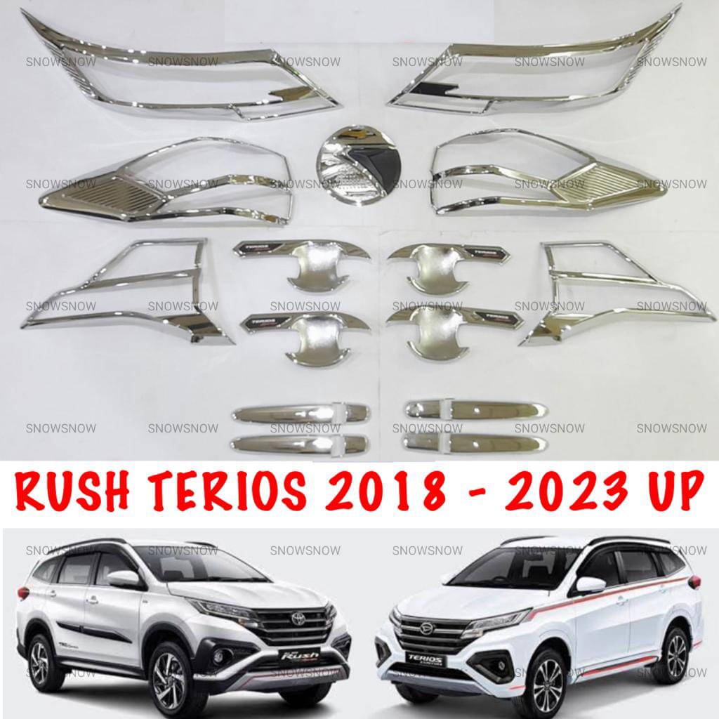 Paket Garnish Depan Belakang Outer Handle Tank Cover All New Rush Terios 2018 2020 2022 2023 GR SPORT Chrome