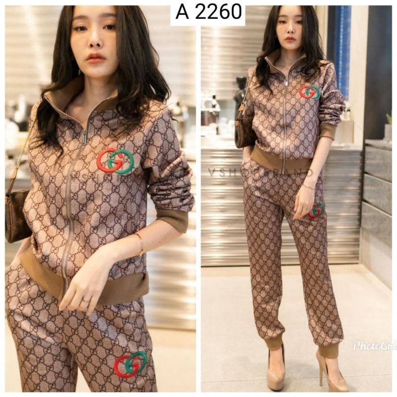 Setelan jaket wanita premium motif gucci/oneset import gucci.