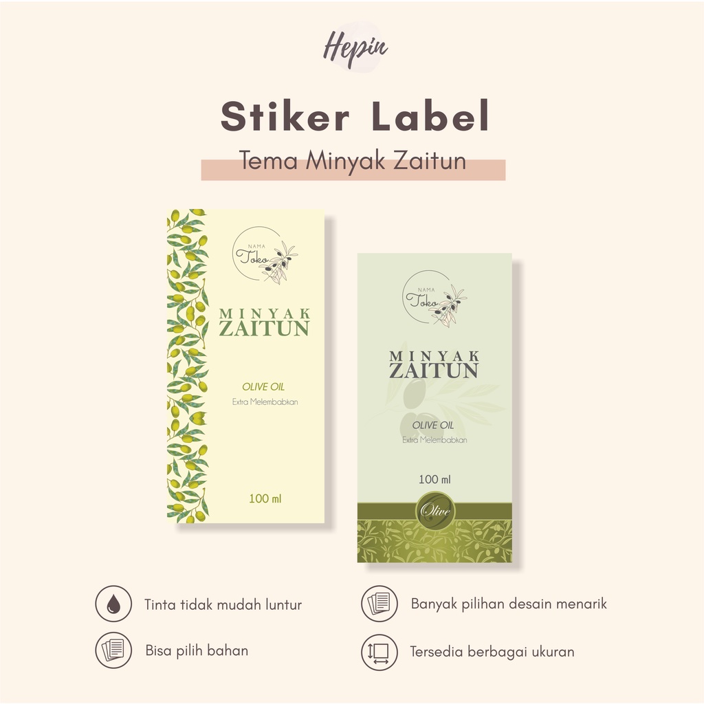 

stiker label kemasan tema MINZAK ZAITUN
