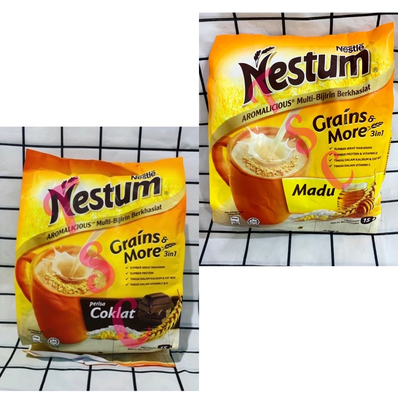 

Nestle Nestum 3 in 1 Coklat Nestle Nestum Grains More 3in1 Sereal / Oat / Nestum / rasa / cokelat / Chocolate / Madu / Honey