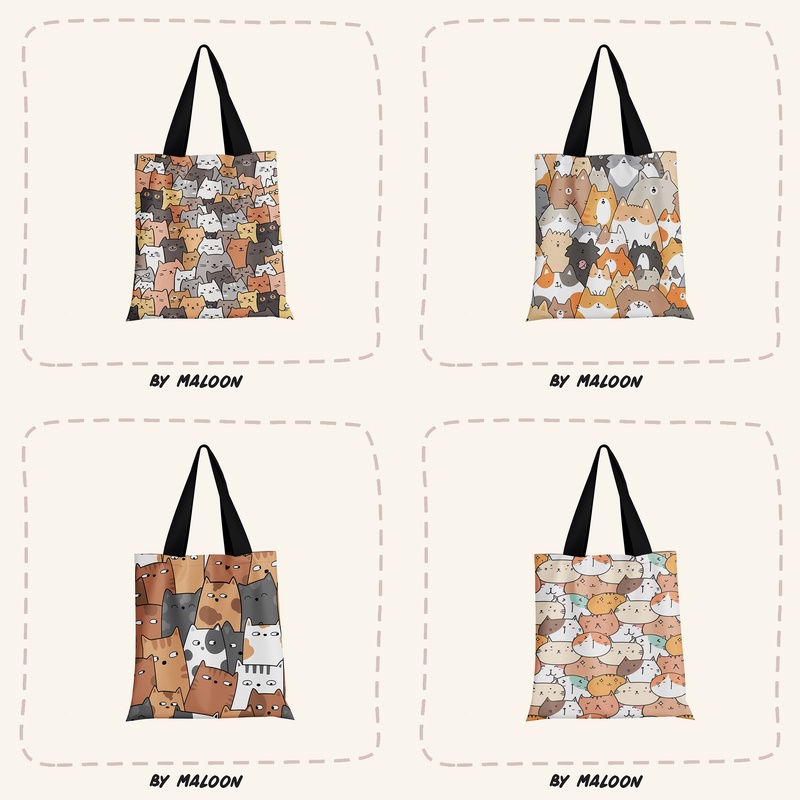 Totebag Motif Karakter Cute Lucu Tote Bag Kanvas Full Print #2