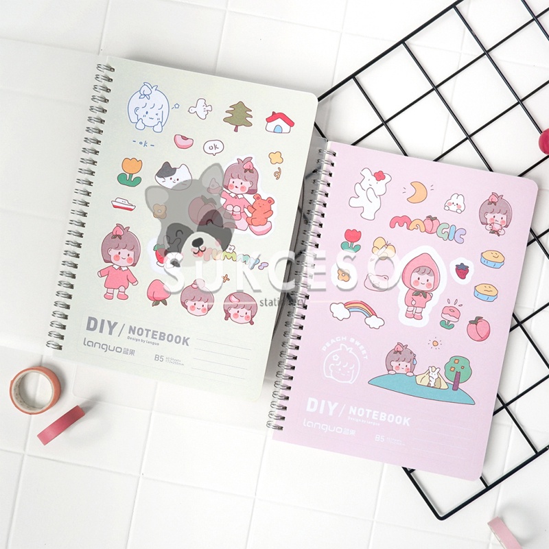 

Little Honey Peach Sticker and Ruled Notebook Set B5 / Buku Catatan Bergaris Lucu Murah