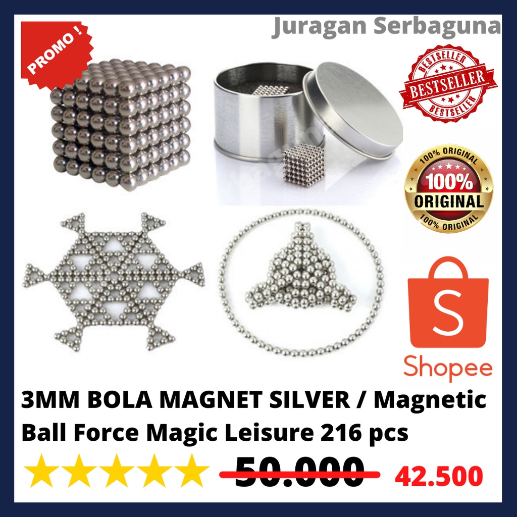 3MM BOLA MAGNET SILVER / Magnetic Ball Force Magic Leisure 216 pcs