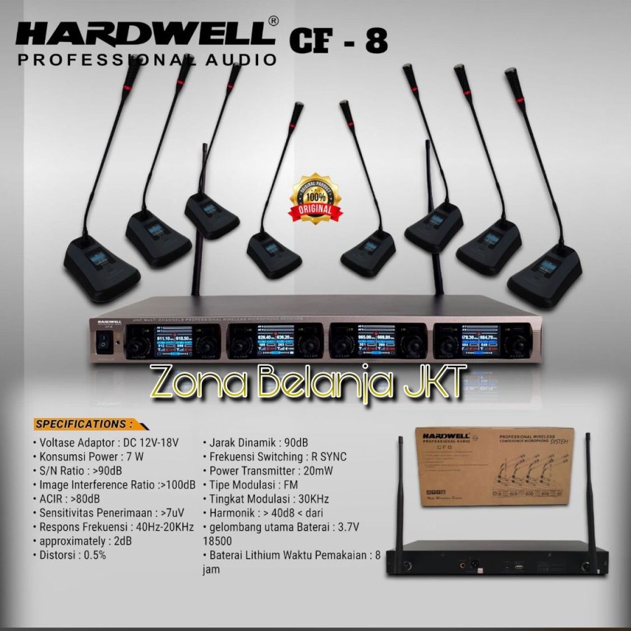 Microphone  Mic Wireless Conference Podium HARDWELL CF-8 Original Mic Meja Rapat Wireless 8 Channel