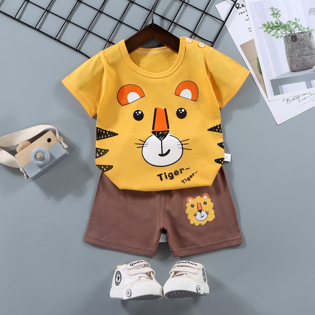 Baju Setelan Jalan Anak Laki Laki Perempuan Katun Lengan Pendek Model Terbaru umur 1 - 5 tahun