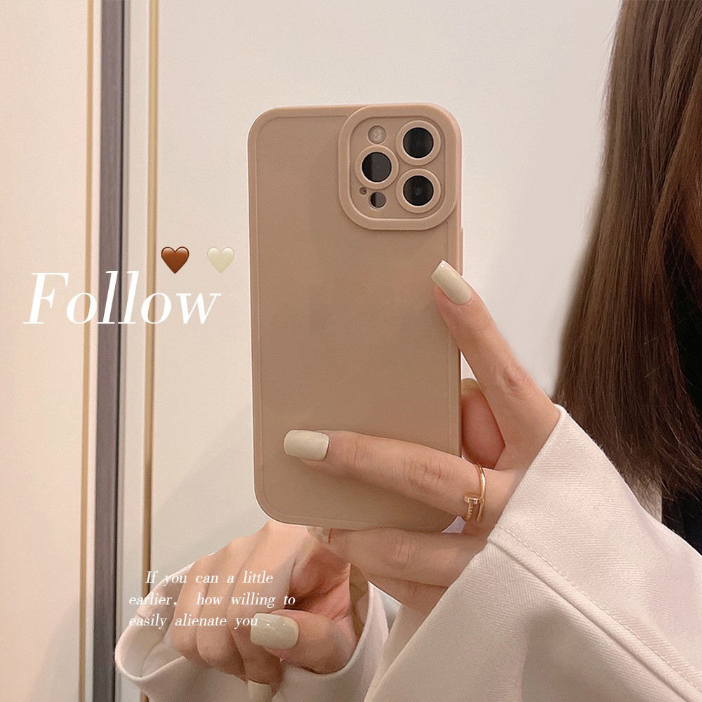 Case Pelindung Kamera Bahan Karet Silikon Warna Khaki Untuk Iphone 14 11 8 7 Plus SE2 XS XR 12 13 PRO MAX