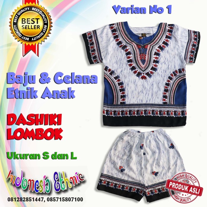 BAJU CELANA ETNIK DASHIKI LOMBOK UKURAN ANAK SETELAN Import Asli Harian Murah
