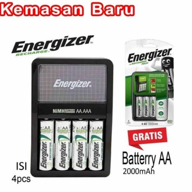Baterai charger AA/AAA + 4 Baterai AA MAH Energizer Maxi/ Charger batu