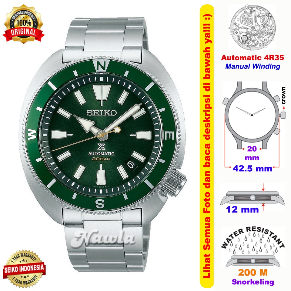 Seiko Prospex SRPH15K1 Tortoise Sapphire Green - Jam Tangan Pria SRPH15