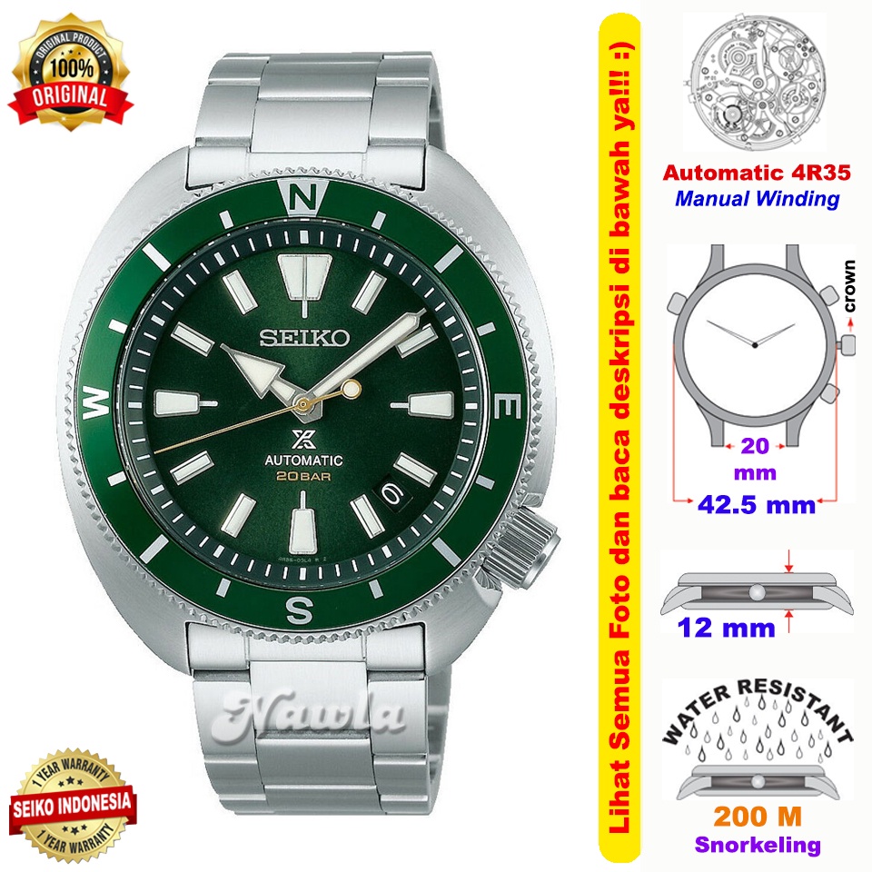 Seiko Prospex SRPH15K1 Tortoise Sapphire Green - Jam Tangan Pria SRPH15