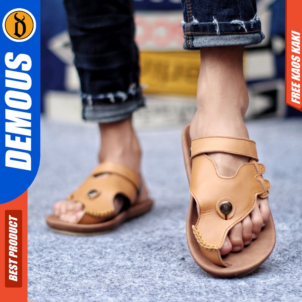 DEMOUS LUCKY Sandal Jepit Kulit Asli