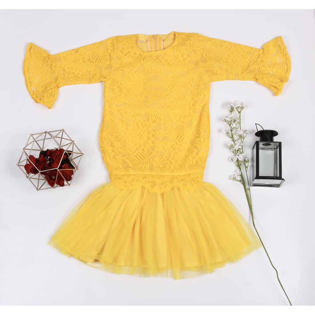 SOFIA DUYUNG DRESS ANAK 3-5 TAHUN WARNA KUNING {READY_STOK}