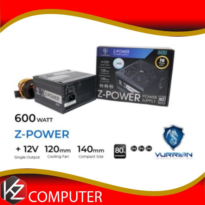 POWER SUPPLY/PSU VURRION Z-POWER 600W GARANSI 10 TAHUN