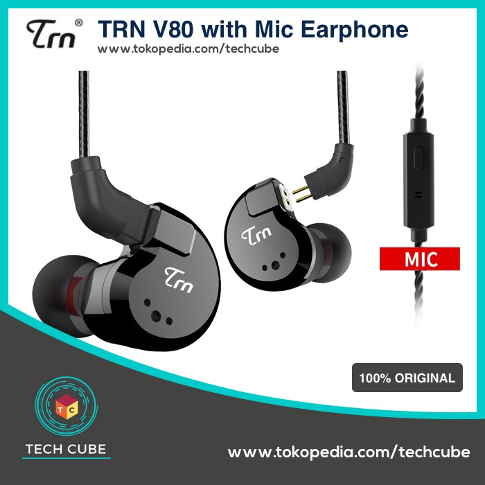 Trn V80 With Mic Earphone 2Ba 2Dd Hybrid Hifi Sport Alt Trn V20 - Biru Murah + Gratis Ongkir