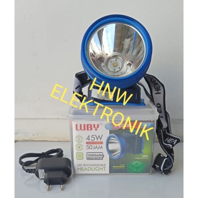 senter kepala headlamp Luby 45W 45 watt 2868L 2868 L nyala PUTIH 10000 mah