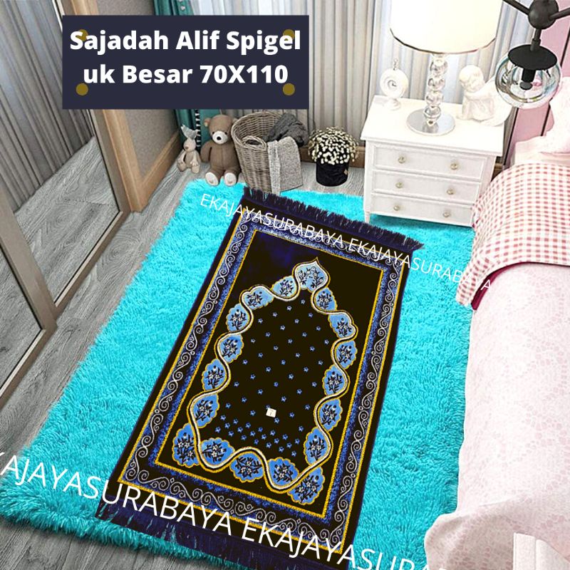 SAJADAH KARPET ALIF SPIGEL made in Turkey/TURKIYE Besar Timbul Tebal Super spigel motif Ka'bah