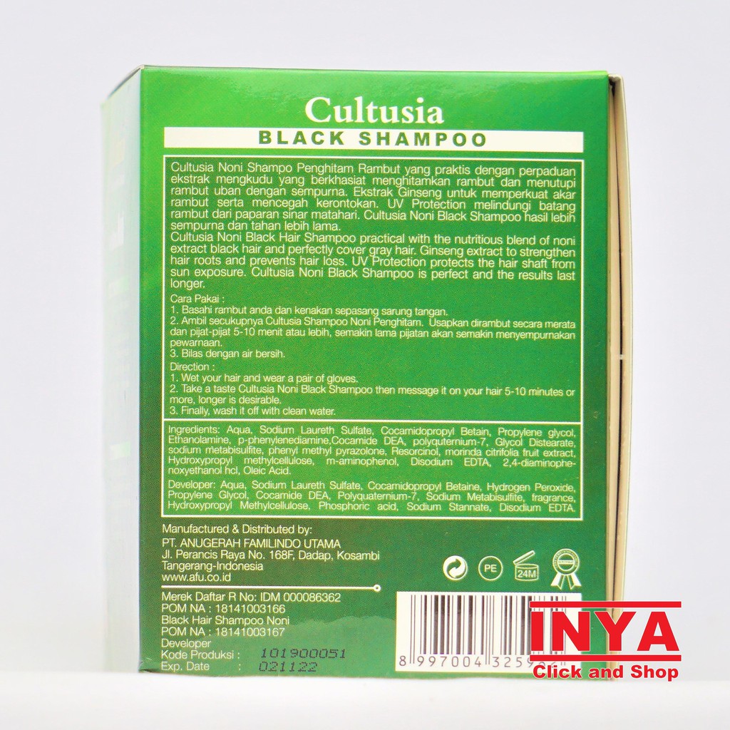 CULTUSIA NONI BLACK HAIR SHAMPOO 2x12.5mlx20sachet BOX