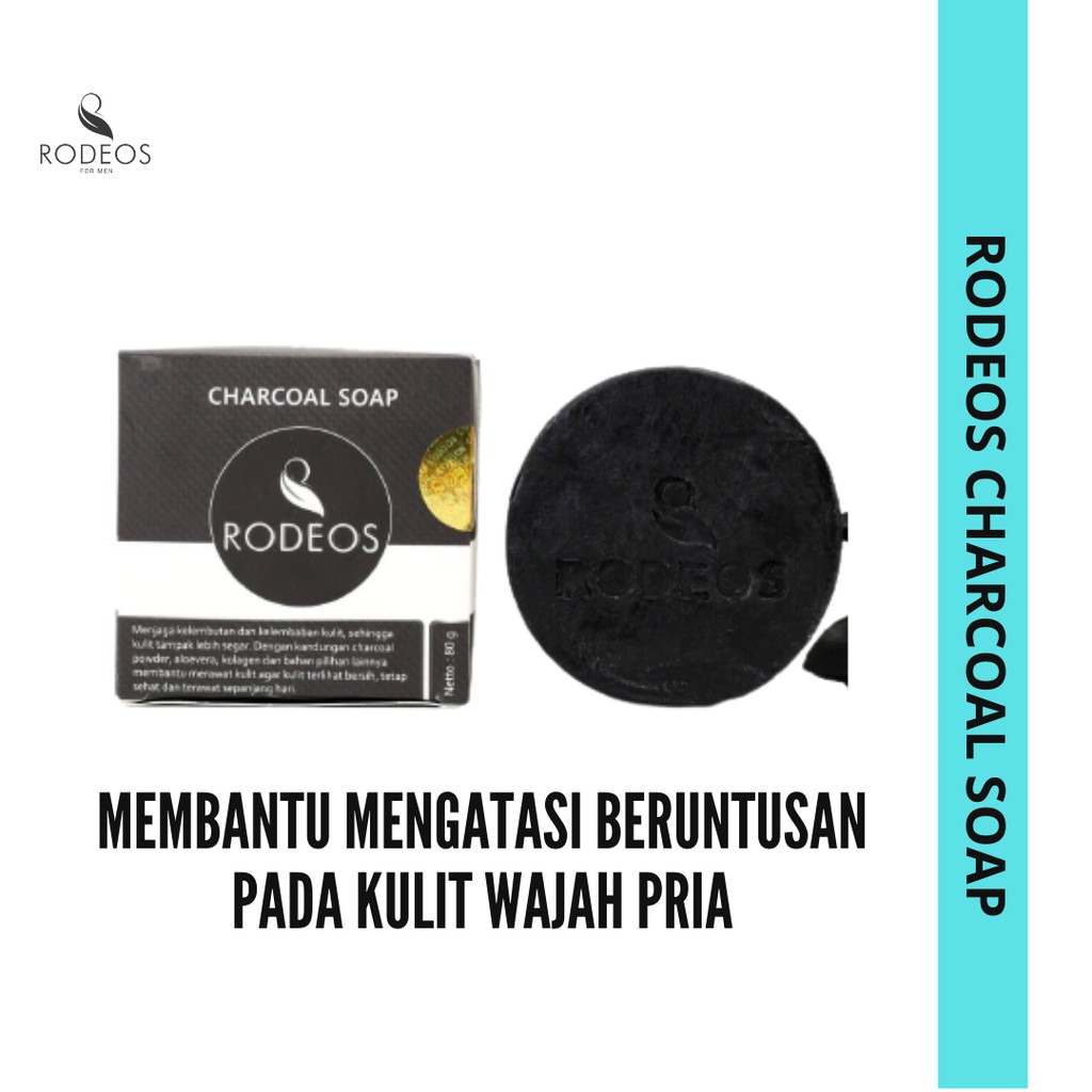 Sabun Wajah Pria Rodeos Charcoal dan Aloevera Mengatasi Jerawat Pada Kulit Wajah Pria Redeos 80gr