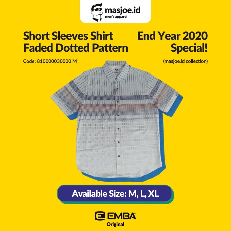 Kemeja Pria Casual EMBA Original - Short Sleeves Shirt Faded Dotted Pattern