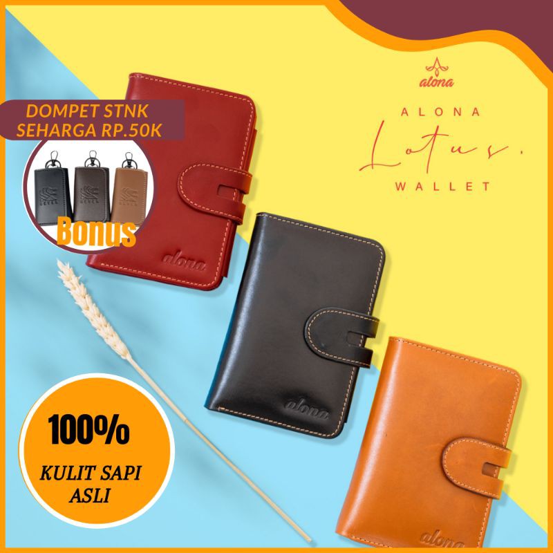 Alona Lotus Wallet Dompet wanita / dompet lipat kulit sapi asli