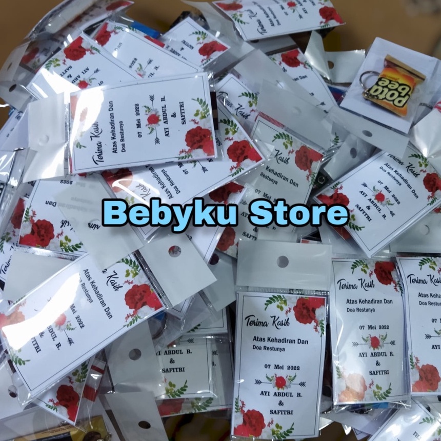 Gantungan Kunci Unik Souvenir Ganci Snack Minuman Kunci Motor Mobil Pintu Gembok Rumah Tas Murah-MAGNET + KARTU UCAPN