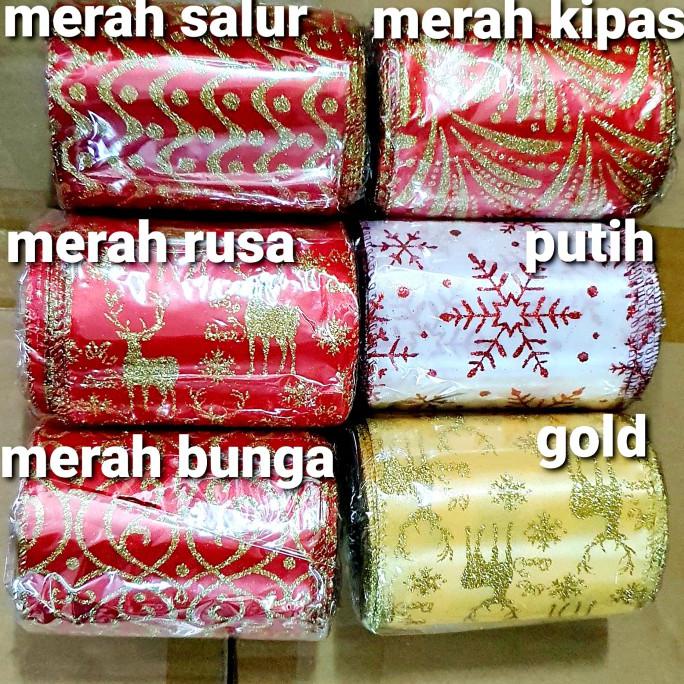 

PROMO Pita Natal Kawat 10 cm Pita Kain Ornamen Merry Christmas Murah Grosir - Merah Kipas AR145