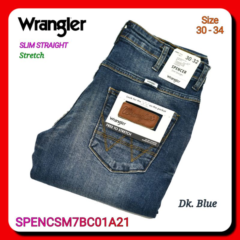 Celana Jeans Pria Wrangler Original SPENCSM7BC01A21 Slim Fit Stretch