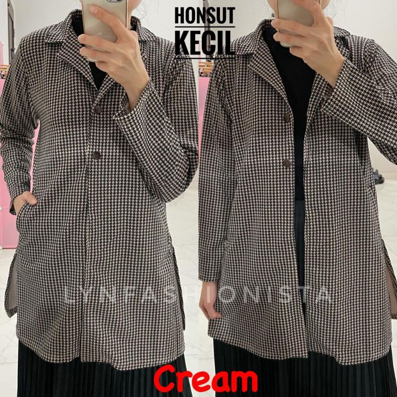 LYNFASHIONISTA-CARDIGAN KOREA WANITA PREMIUM/BLAZER KANTOR CASUAL MOTIF HONSUT KANCING/ANDINE