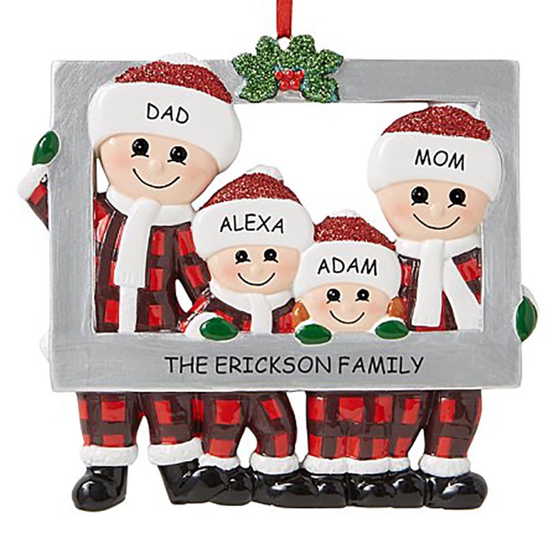 Ornamen Bingkai Foto Desain Santa Claus Family Untuk Dekorasi Pohon Natal