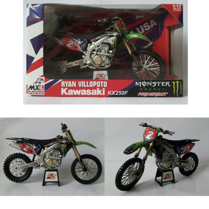 Diecast Motogp - Diecast Ducati - Diecast New Ray Vespa Diecast Miniatur Motocross Kawasaki Kx250F