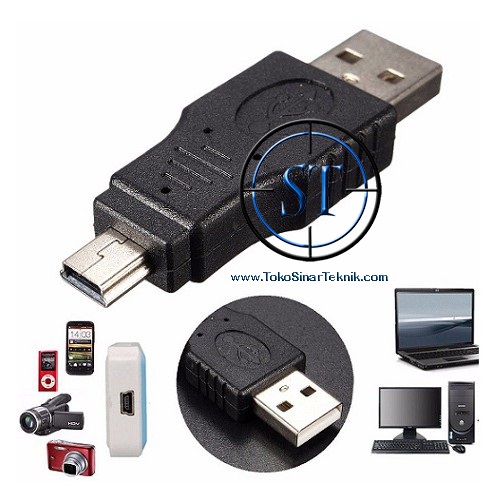 Converter On The Go Adapter Mini USB OTG 5-Pin To USB 2.0 Type A Male Konverter Penyambung Charger Data