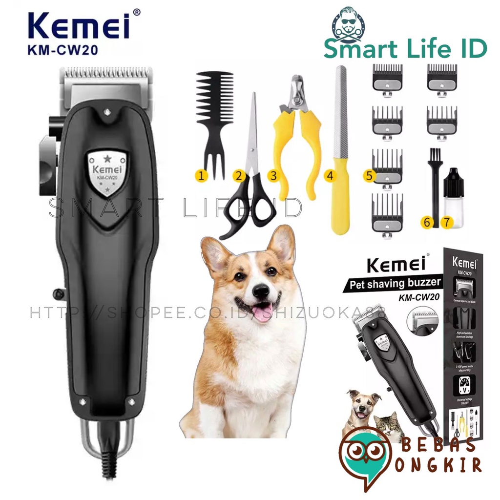 Alat Cukur Rambut KM CW 20 Pet Clipper Elektrik Mesin Pemotong Bulu Hewan Anjing Kucing Kelinci Cukuran Kemei KM CW20