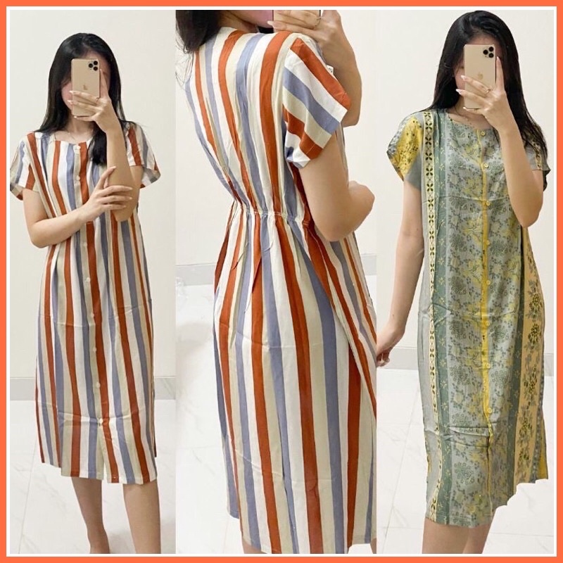 MIDI DRESS RAYON KANCING DEPAN ELEGANT BAJU HANGOUT RAYON PREMIUM TEBAL | HOMEDRESS | DASTER RAYON NYAMAN ADEM