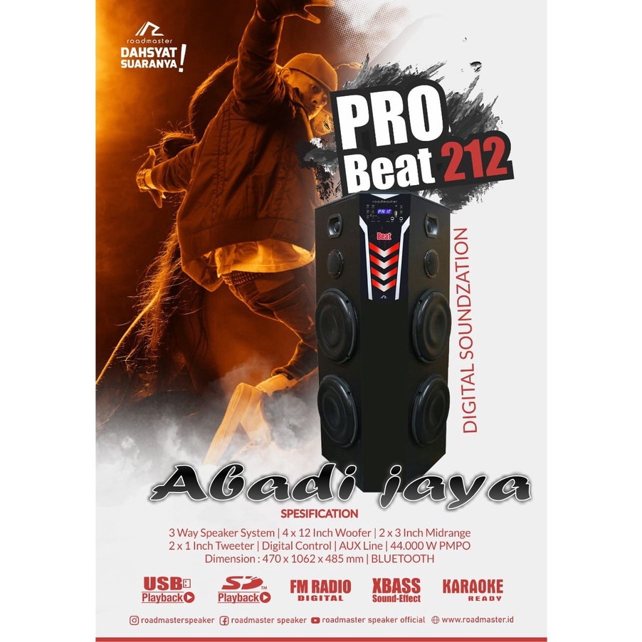 Speaker aktif roadmaster pro beat 212 12 inch double woofer original