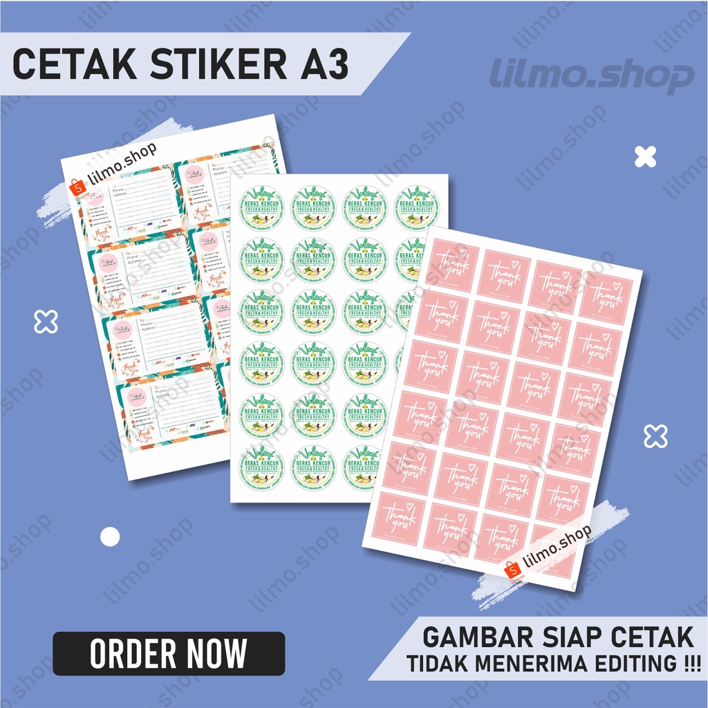 

Cetak Stiker + Cutting gambar siap cetak (tidak menerima desain)