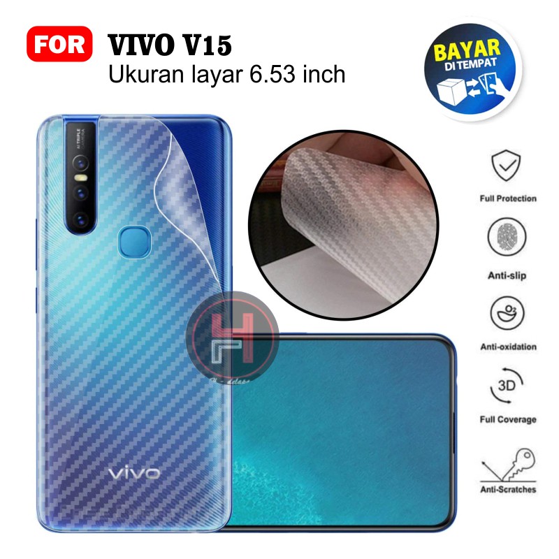 Carbon Garskin for Vivo V15 Premium 3D Carbon Back Skin Anti Gores Belakang