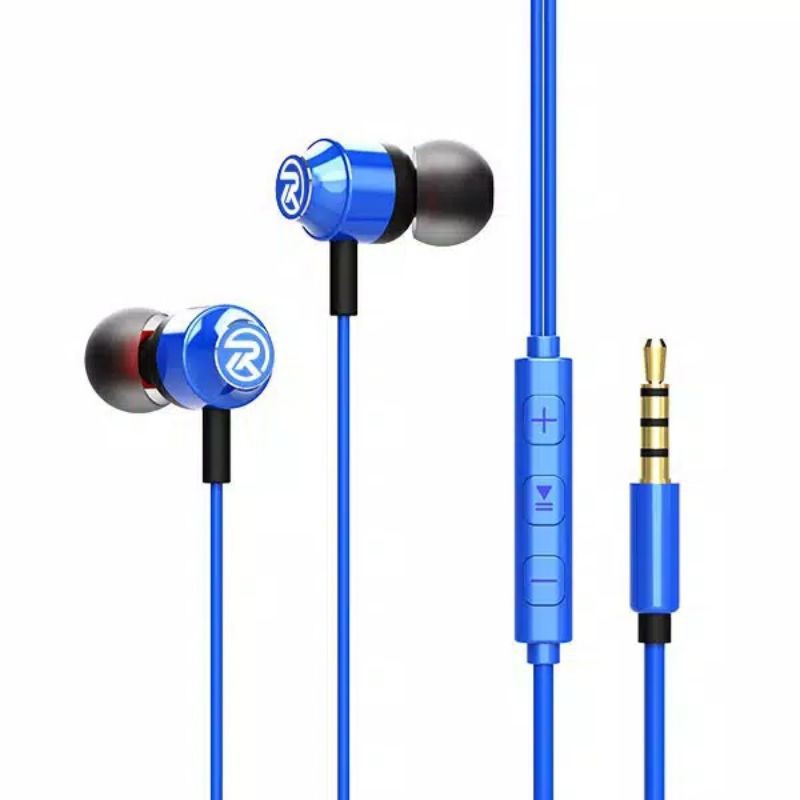 Roker Handsfree Blue Premium RK39K Stereo Sound Earphones With Volume Switch Mic