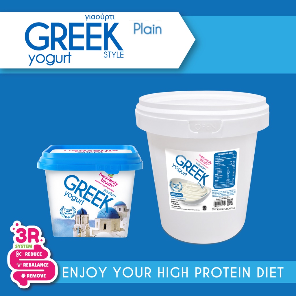 

Heavenly Blush Greek Yogurt Pail Classic Original - 300g dan 1000g [300gr / 1000gr] - Greek Yogurt Rasa Plain Original