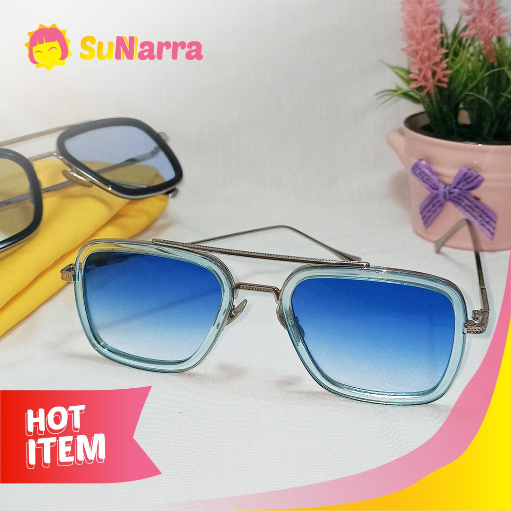 Kacamata Fashion Anti UV Square Aviator Pria Wanita GAcc #4