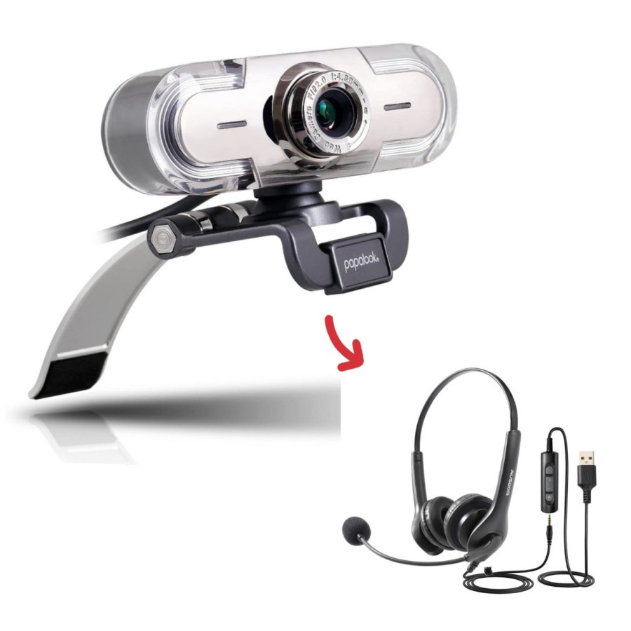 PAPALOOK WEBCAM 1080P 30FPS + AUSDOM HEADSET USB BUNDLE - PA452 + BS01